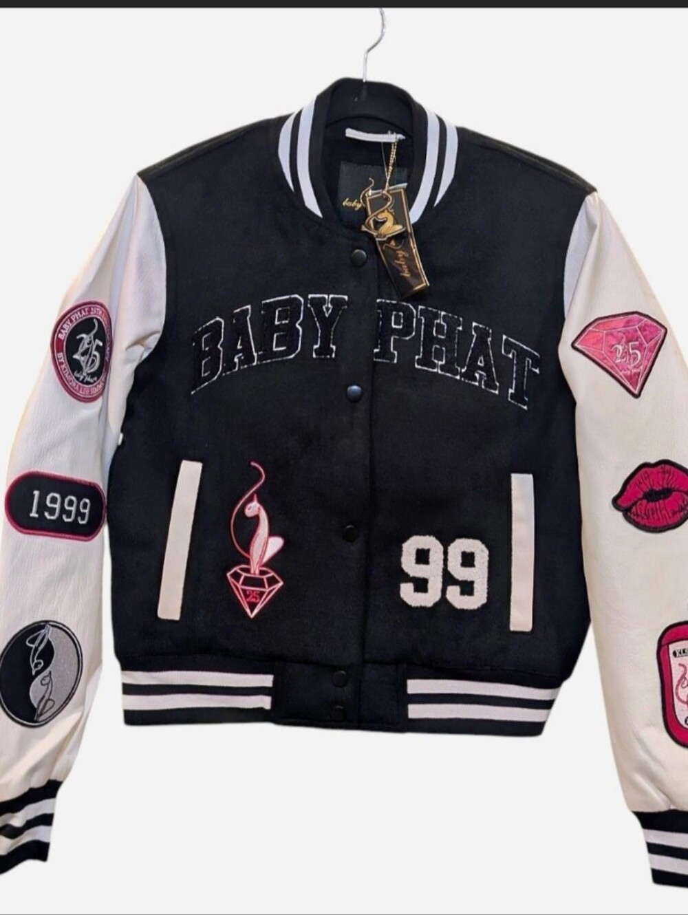 Baby Phat 25th Anniversary Varsity Jacket Black White Small Y2K Retro Small